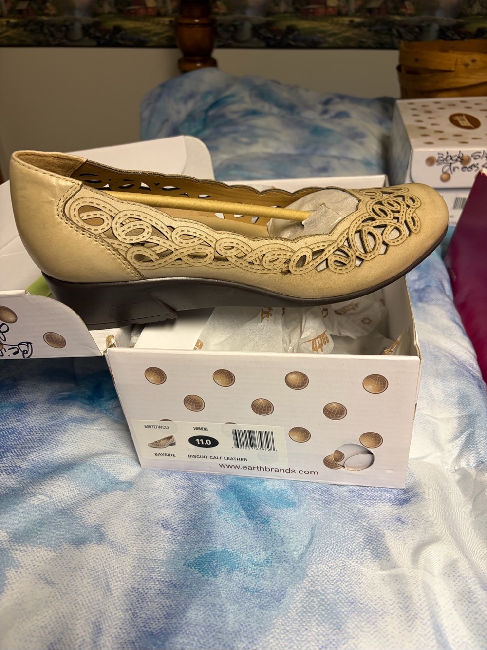 Earth Beige Leather Cutout Slip-On Flats